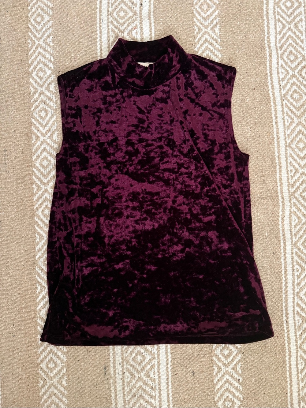 Vintage Crushed Velvet Mock High Neck Top in Plum Purple M/L Whimsigoth